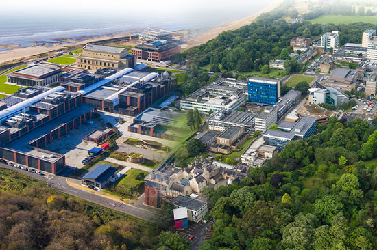 An aerial image of both campuses merged