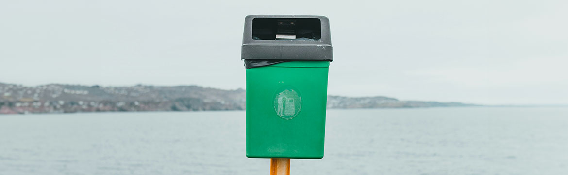 A bin by the beach