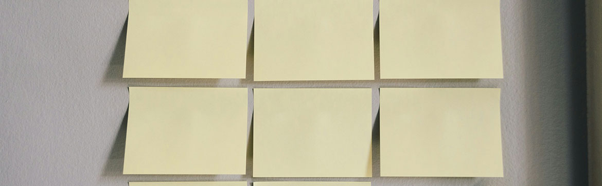 A collection of sticky notes on a wall