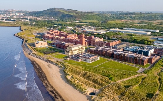 Drone view of Bay Campus