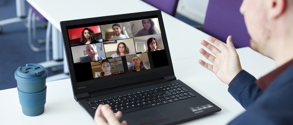 zoom meeting on a laptop screen