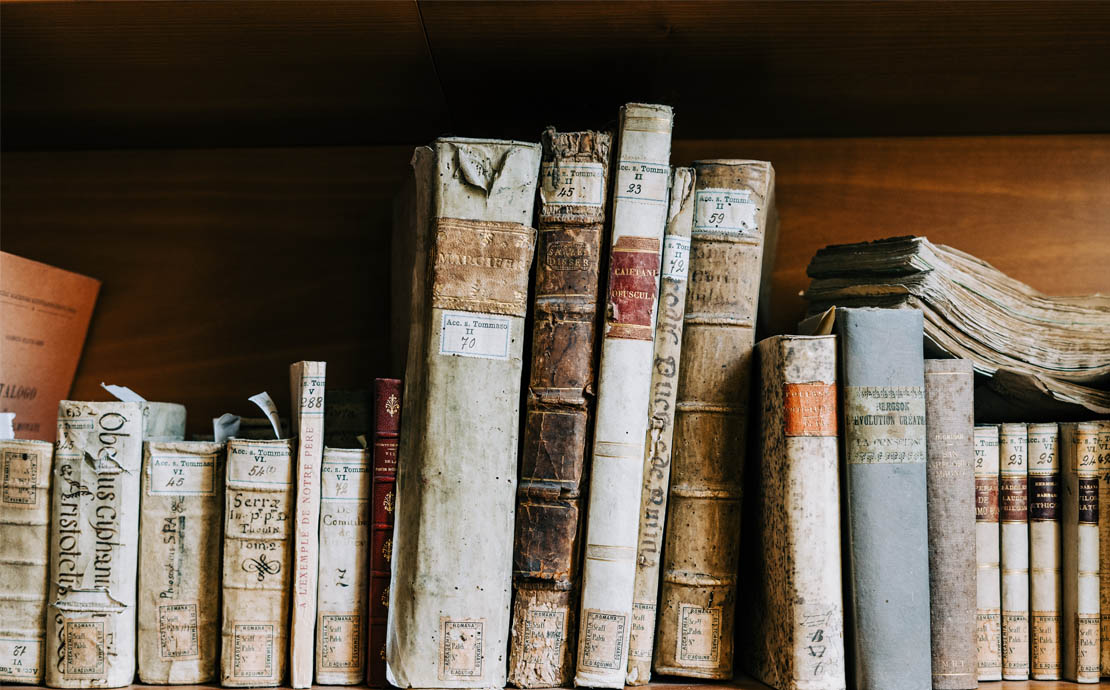 An image of books on a shelf