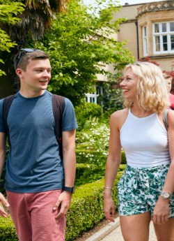 Students walking outside Singleton Abbey