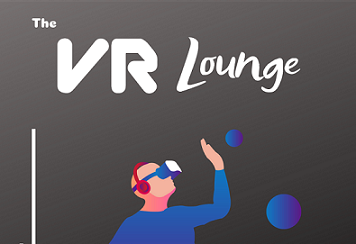 Grey background with white text reading 'VR Lounge'