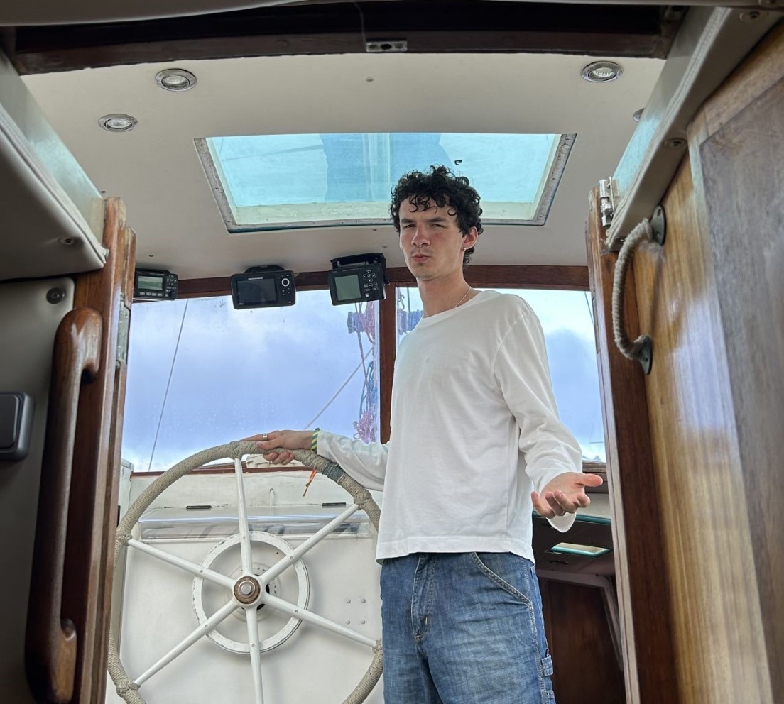 Mateo on a boat