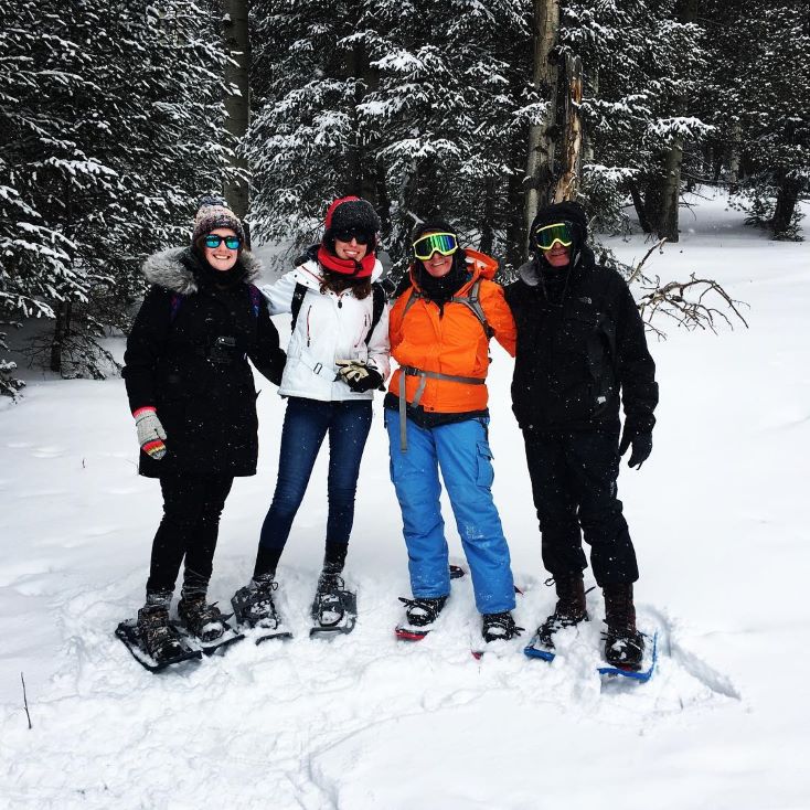 students in the snow