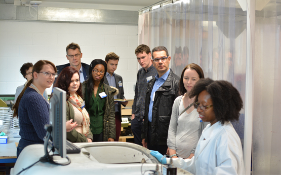 A group of people in a lab