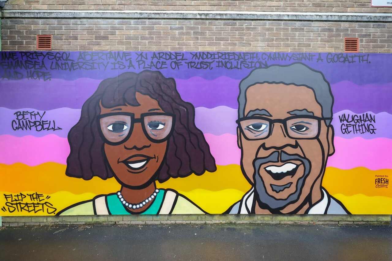 Betty Campbell and Vaughan Gething mural, Singleton Campus