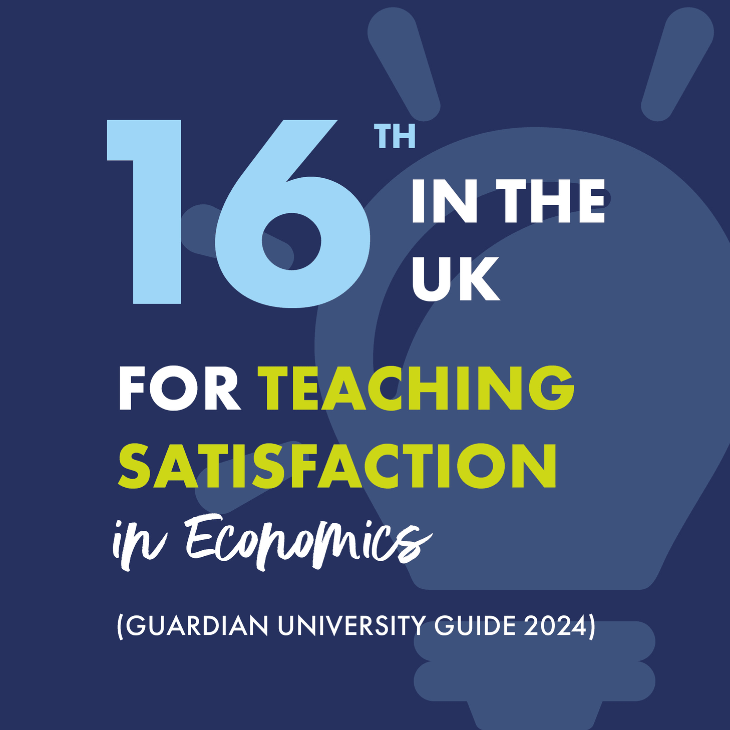 16th in the UK for Teaching