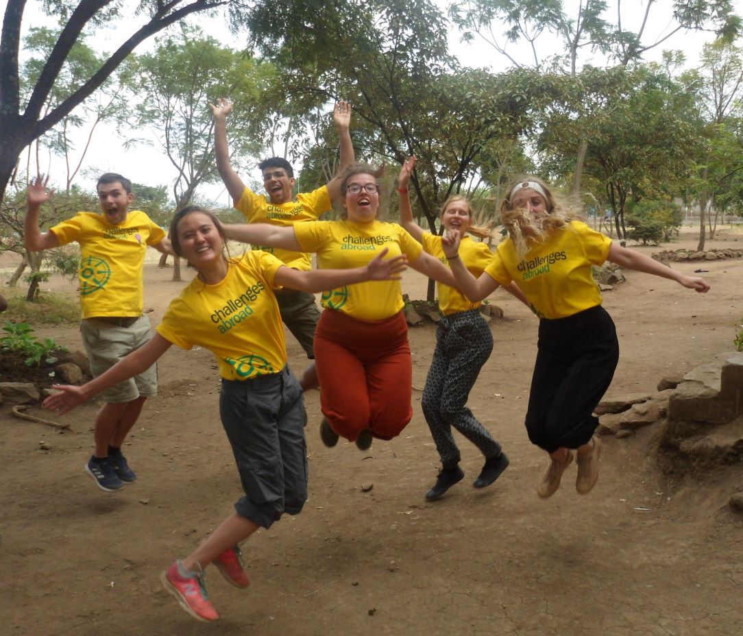 Volunteers jumping 