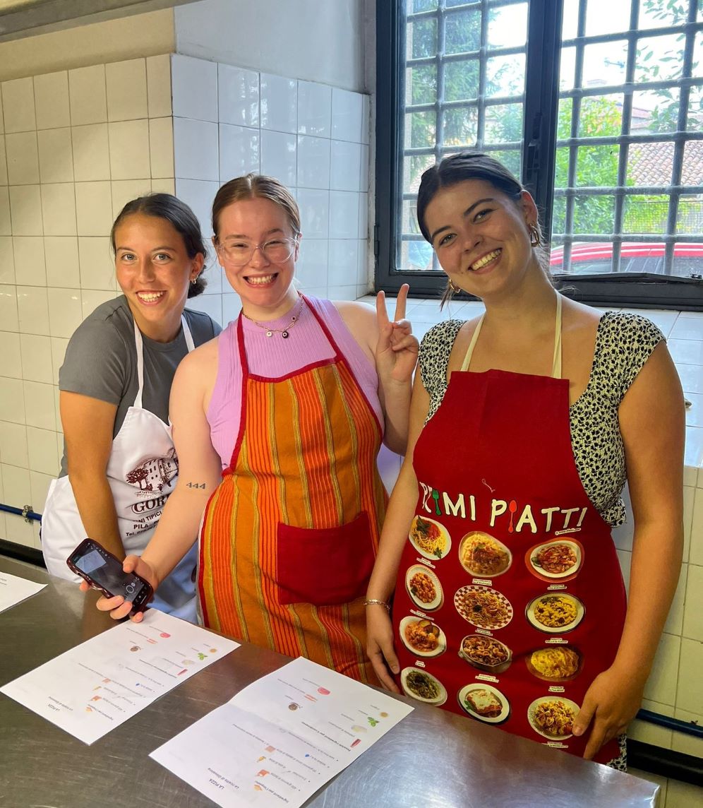 Millie and friends at a cooking class