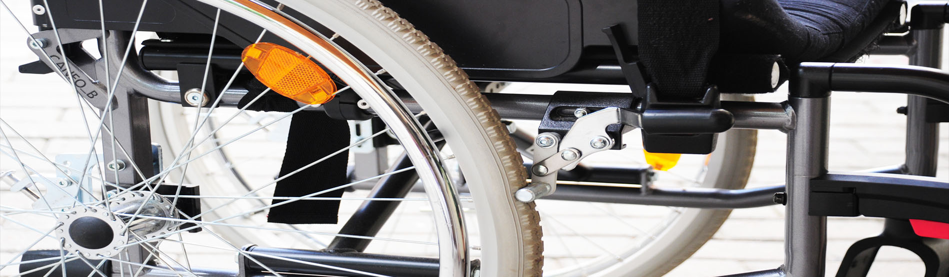 Close-up of a wheelchair