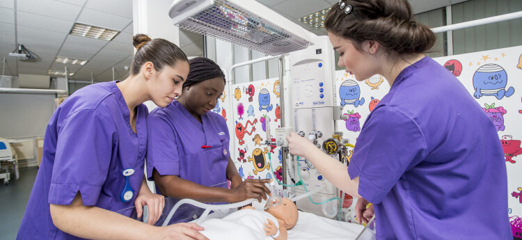 Nursing students using Swansea's facilities
